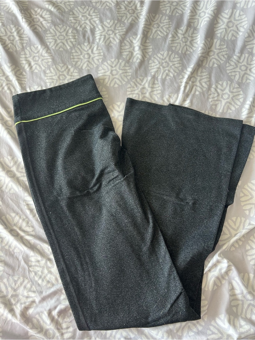 TNA Black Boot Cut Pants with Lime Accent